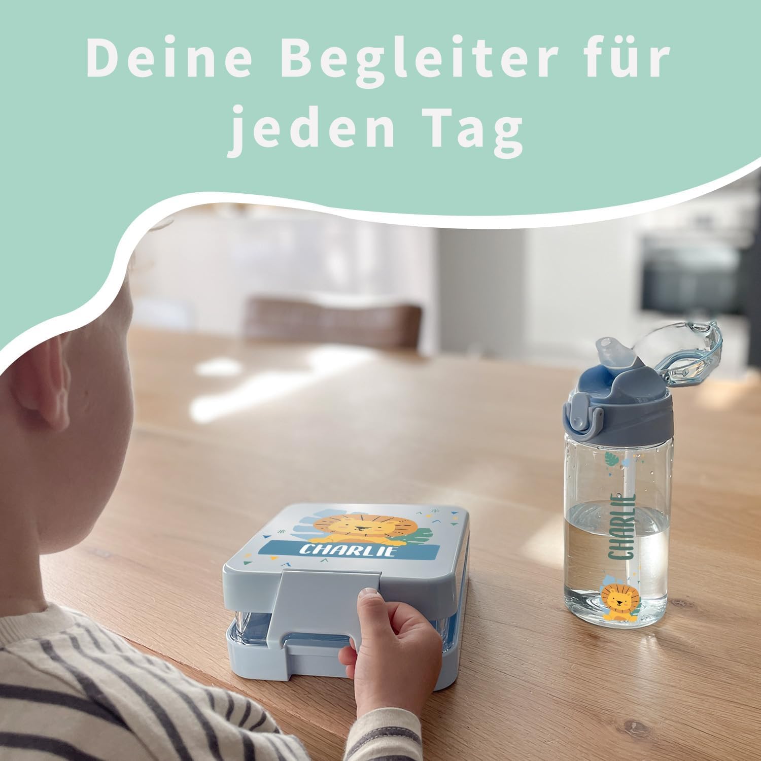 gutmarkiert -Personalisierte Brotdose mit Name - Mikrowellen- und spülmaschinenfest .ideal für Kinder. Motiv Ihrer Wahl. Farbe: Hellblau
