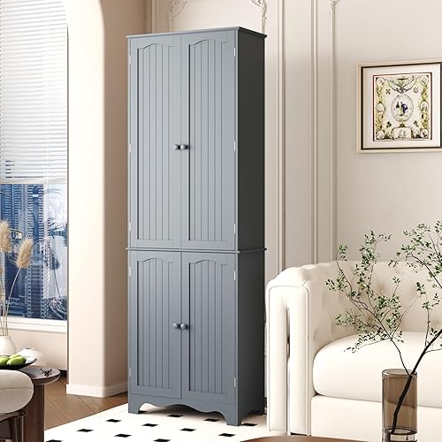 Miniatura 11 de Function Home Armario de almacenamiento alto para baño, despensa de cocina delgada de 64 pulgadas con almacenamiento de puerta, armarios 64" Blanco