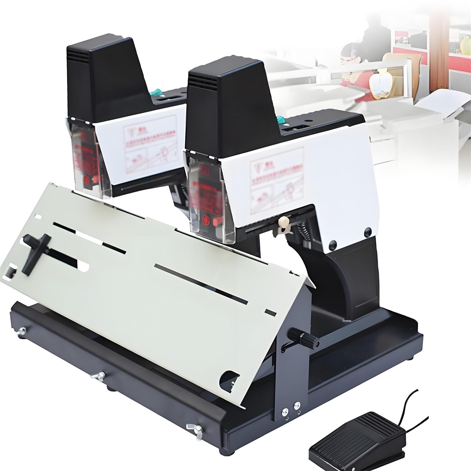 Grapadora automática de sillín, encuadernación de 40 hojas, 9 niveles de presión, funciona con pedal, para escuelas, oficinas, editoriales
