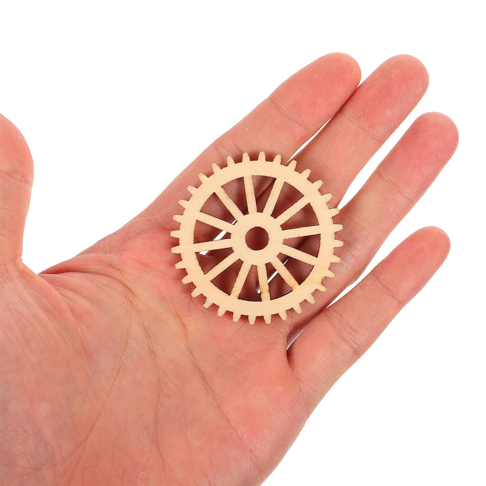 50 piezas de ruedas de engranaje de madera decoración rebanadas de madera decoración recortes etiquetas DIY arte manualidades (estilo mixto) 2