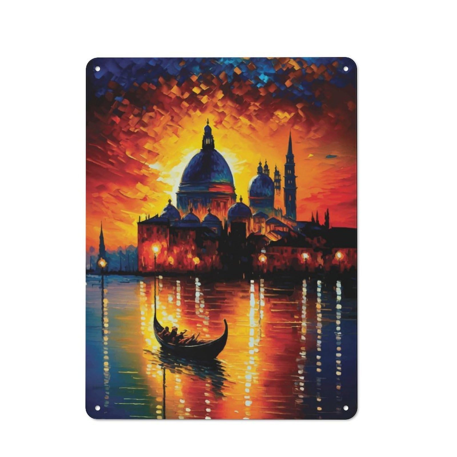 Junmoney Venice In Colors Industrial-Style Metal Plaque 40X30cm For Hallway Wall, A Winter Wall Decor Update For Hallway Decor Lovers