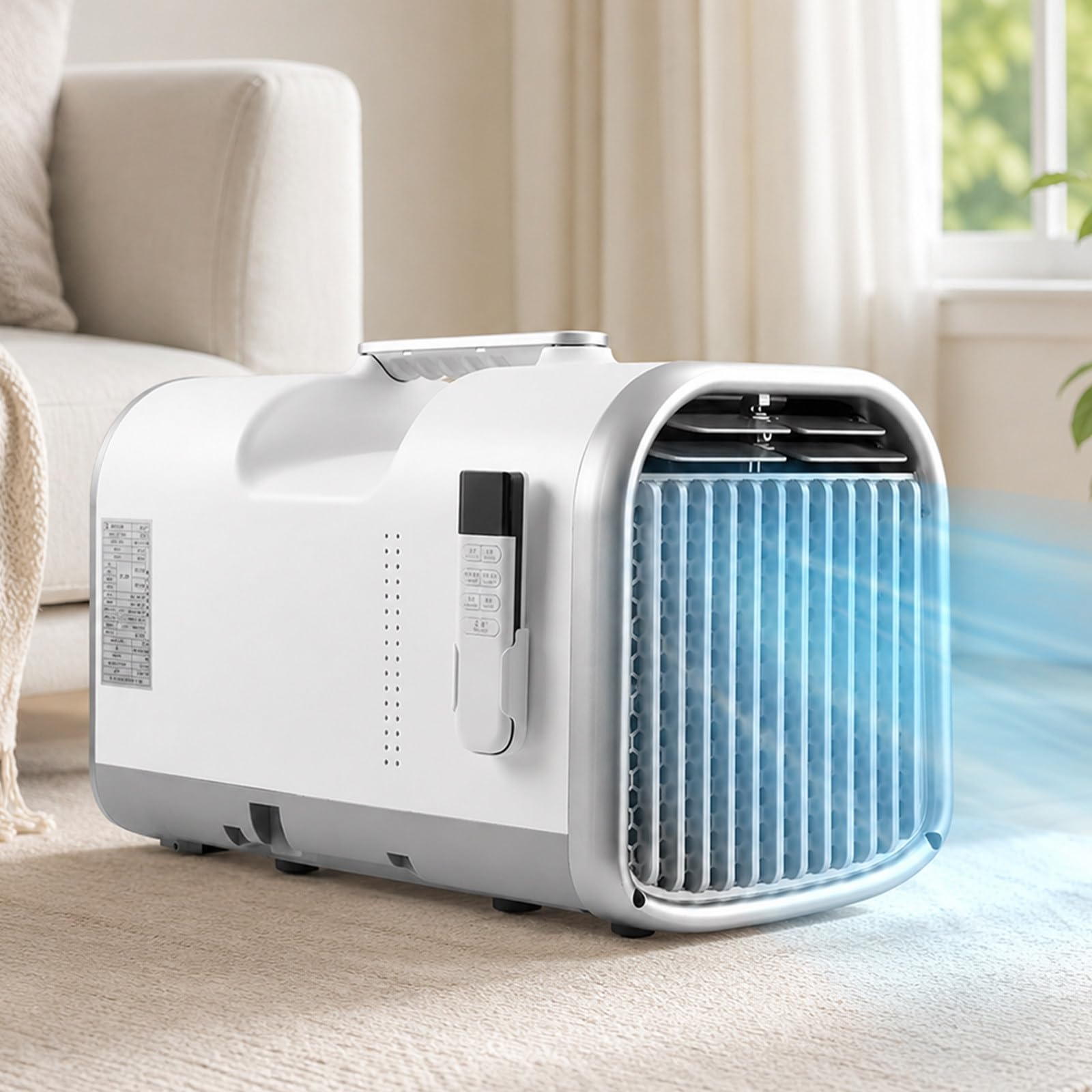 pealiritansemen Campervan Air Conditioner, Portable Mobile AC with Compressor Cooling, Auto-Evaporation, 4 Modes, 3 Speeds, Remote Control, Touch Panel and Timer for Caravan and Tent 1300W