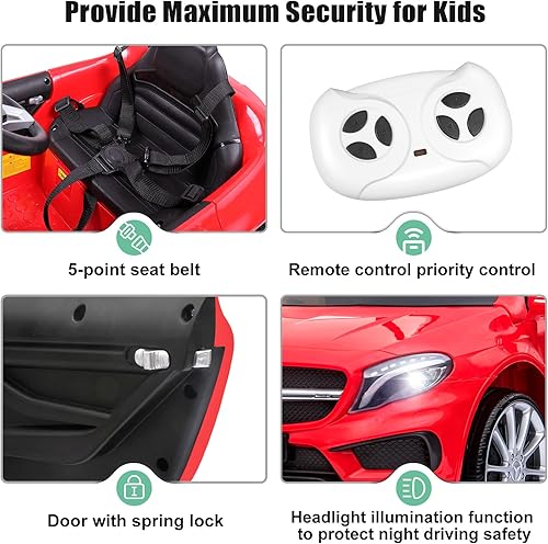Miniatura 2 de Vehículos eléctricos Benz con licencia de 12 V, con control remoto para padres, cinturones de seguridad de cinco puntos, faros, MP3, puerto USB,