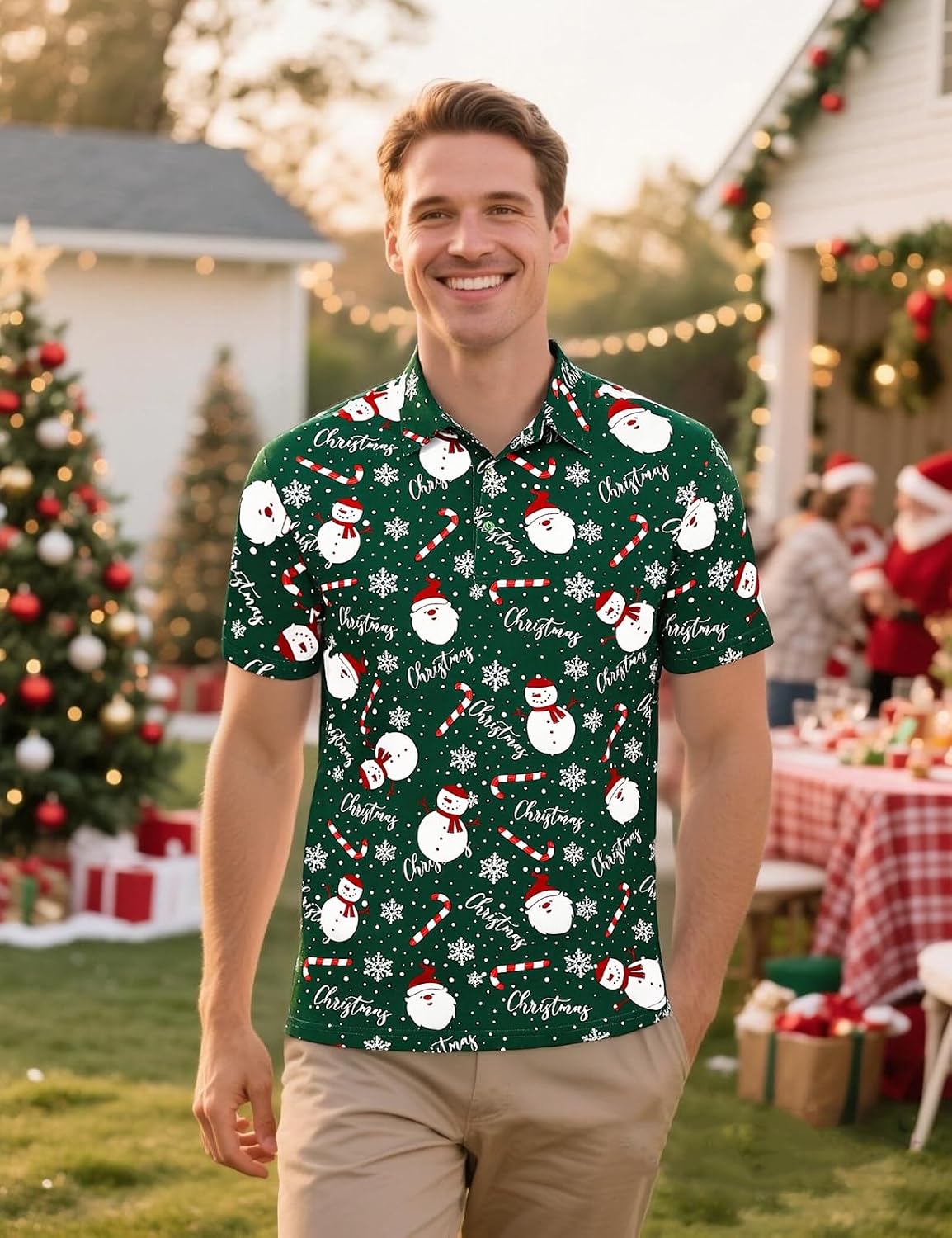 Men's Novelty Golf Polo Button Down Short Sleeve Shirt