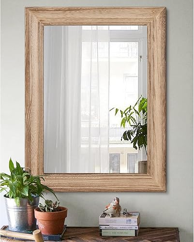 Miniatura 3 de Espejo rústico con marco de madera, espejos rectangulares para decoración de pared, para baño, dormitorio, sala de estar, hogar, entrada, grande,