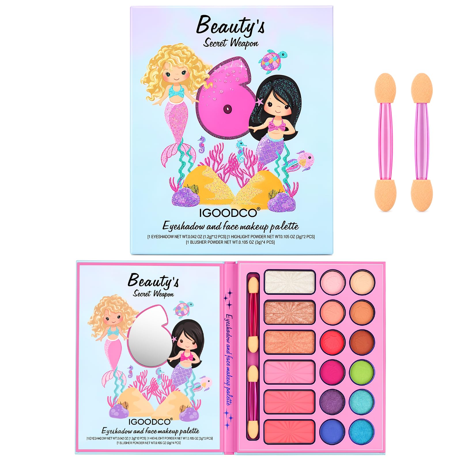 Aomig 18 Colors Makeup Sets for Girls Non-Toxic Princess Make Up Kit