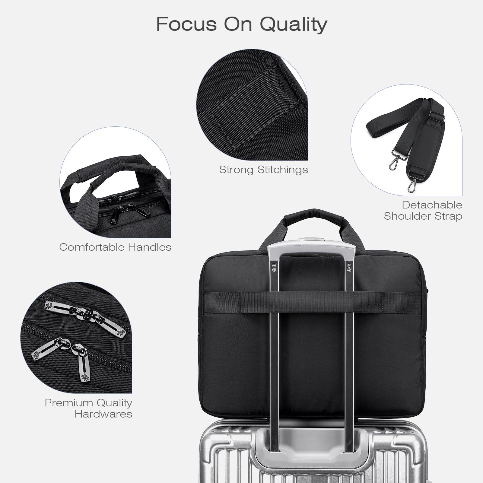 SPAHER Bolso Bandolera Portátil 15,6/16 Pulgadas Maletin Portatil Bolsa de Transporte para Ordenador Bolsa de Mensajero de Hombro Laptop Trabajo Bolsa Ordenador Portatil, Negro