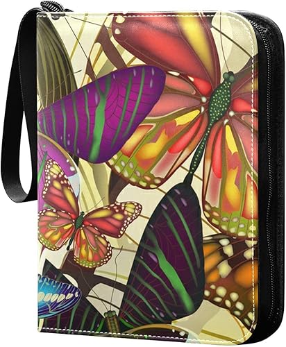 Colorful Butterfly Baseball Card Album Pages, Card Sleeves with 400 Slots, Ideal for Various Game Cards