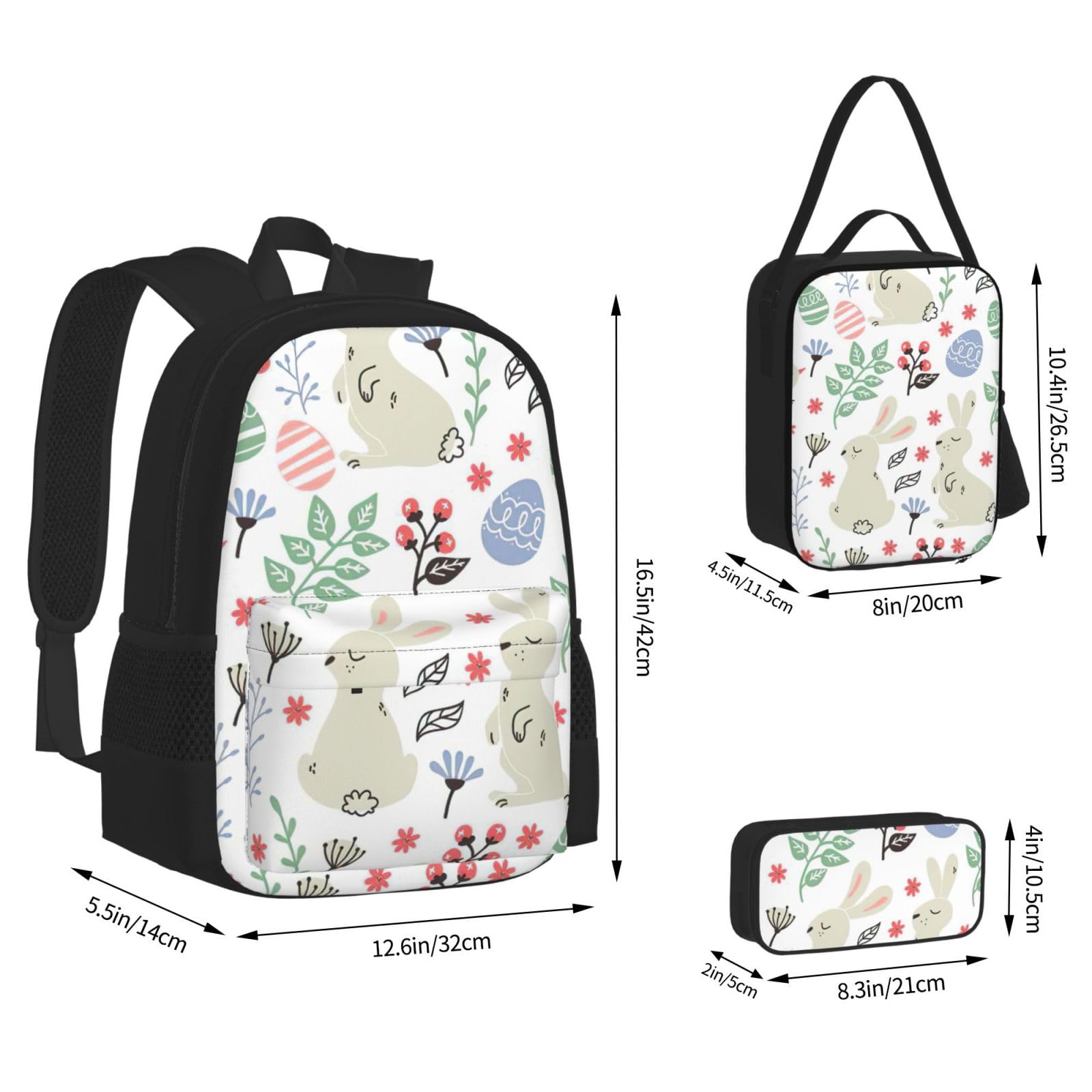 Zaino, borsa portapranzo, astuccio, set da 3 pezzi, per lavoro e