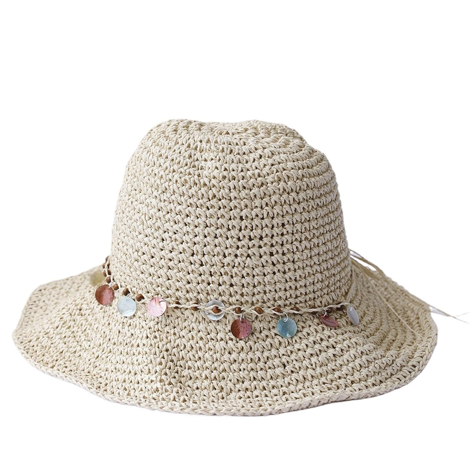 Cappello da pescatore pieghevole 1/2 pezzi, cappello sole all'uncinetto for spiaggia, viaggi e vacanze, di paglia fatto a mano Per Viaggi