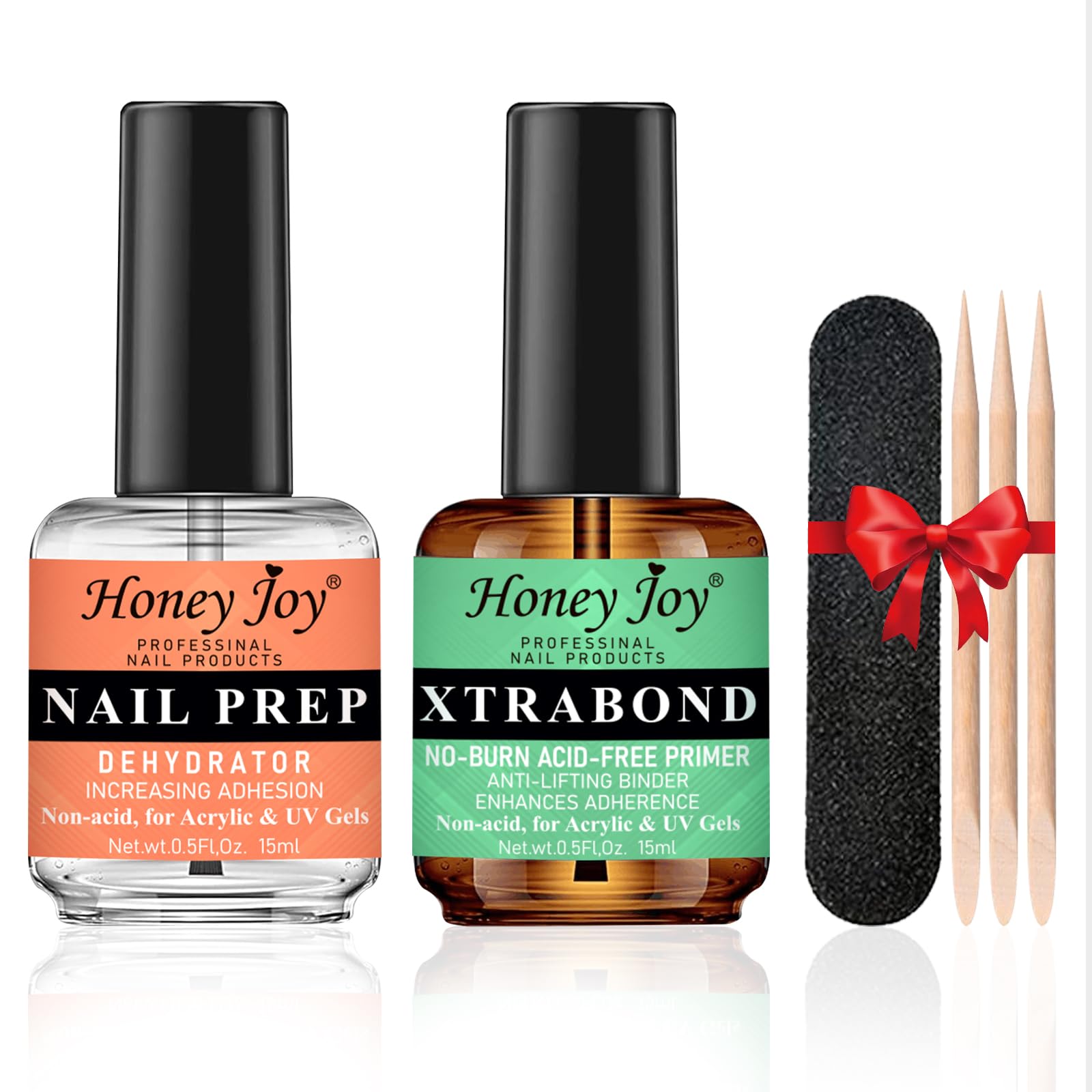Nail Dehydrator and Primer Set Acid-Free Nail Prep Strong Bond Primer for Acrylic Nails Gel Polish UV Gels