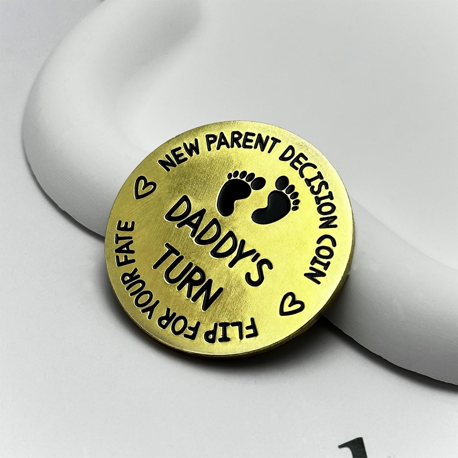 Divertente regalo per bambini, moneta decisionale per papà e mamma, regalo per la gravidanza per la prima volta, annuncio di baby shower, regalo per la festa del papà (doppio lato, oro)