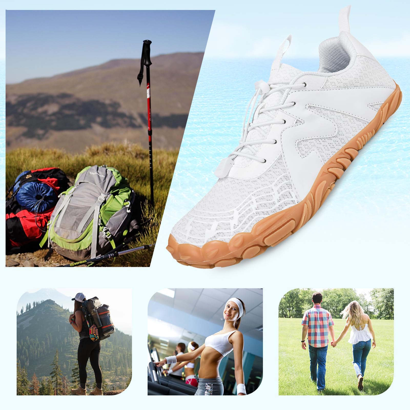 AONEGOLD Scarpe a Piedi Nudi da Uomo Donna Antiscivolo Scarpe de Trail Running Unisex Barefoot Minimaliste Leggere Scarpe da Camminare Gr.36-47