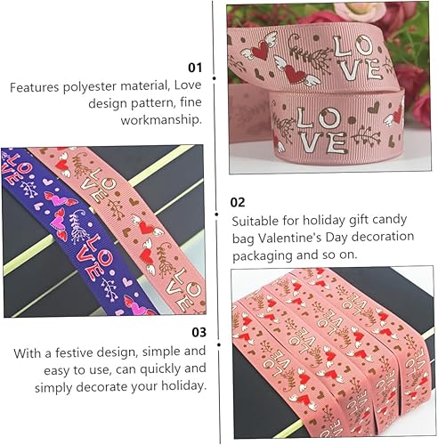 Miniatura 8 de Hemoton 4 rollos de cinta para decoración de regalo, cinta de regalo, guirnalda de decoración de listones para manualidades, cinta de envoltura de