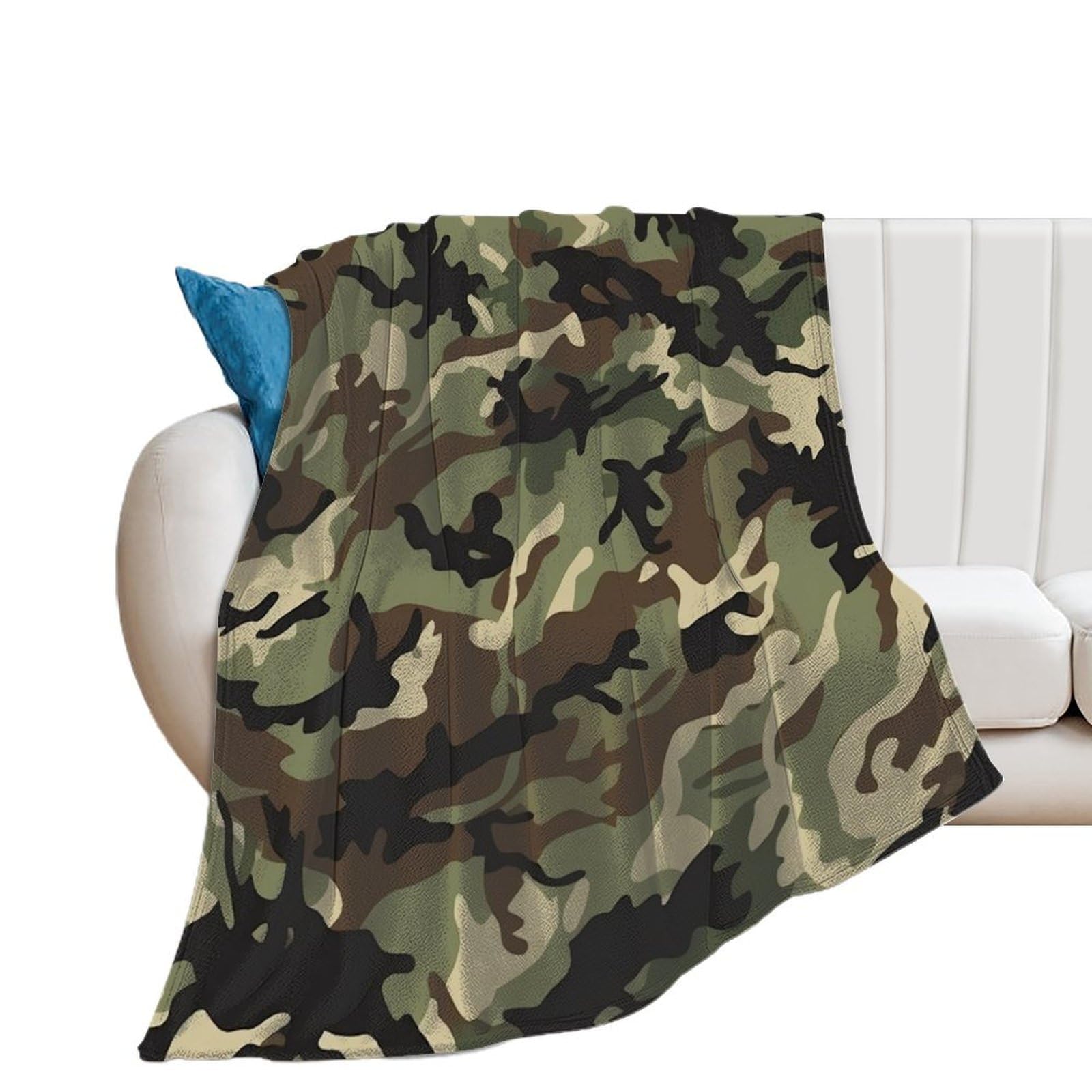 Couverture en flanelle camouflage douce et chaude pour lit et canapé