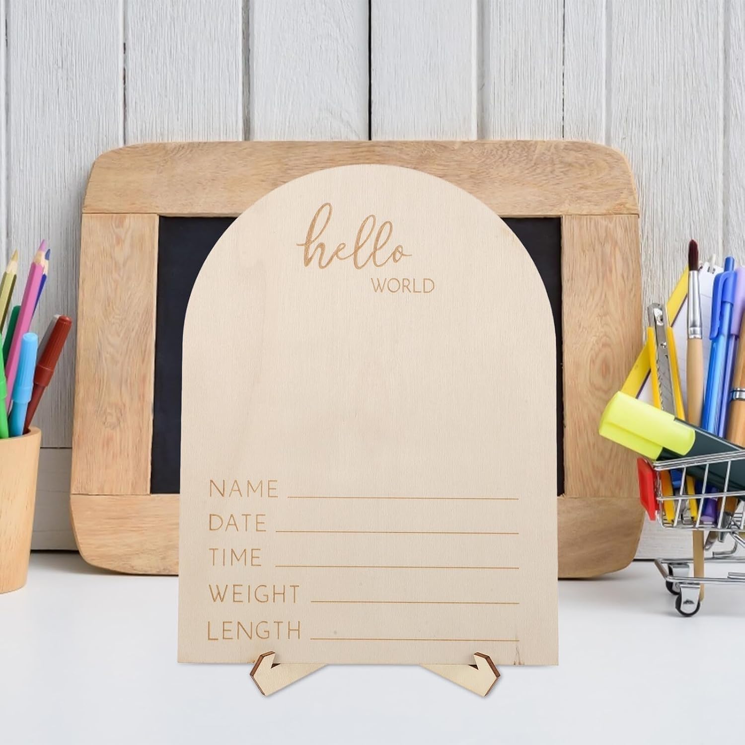 DECHOUS Wooden Picture Frame with Stand and Clip for Sonogram and Newborn Photos, Photo Album Display, Nursery Décor Keepsake for Shower Announcement