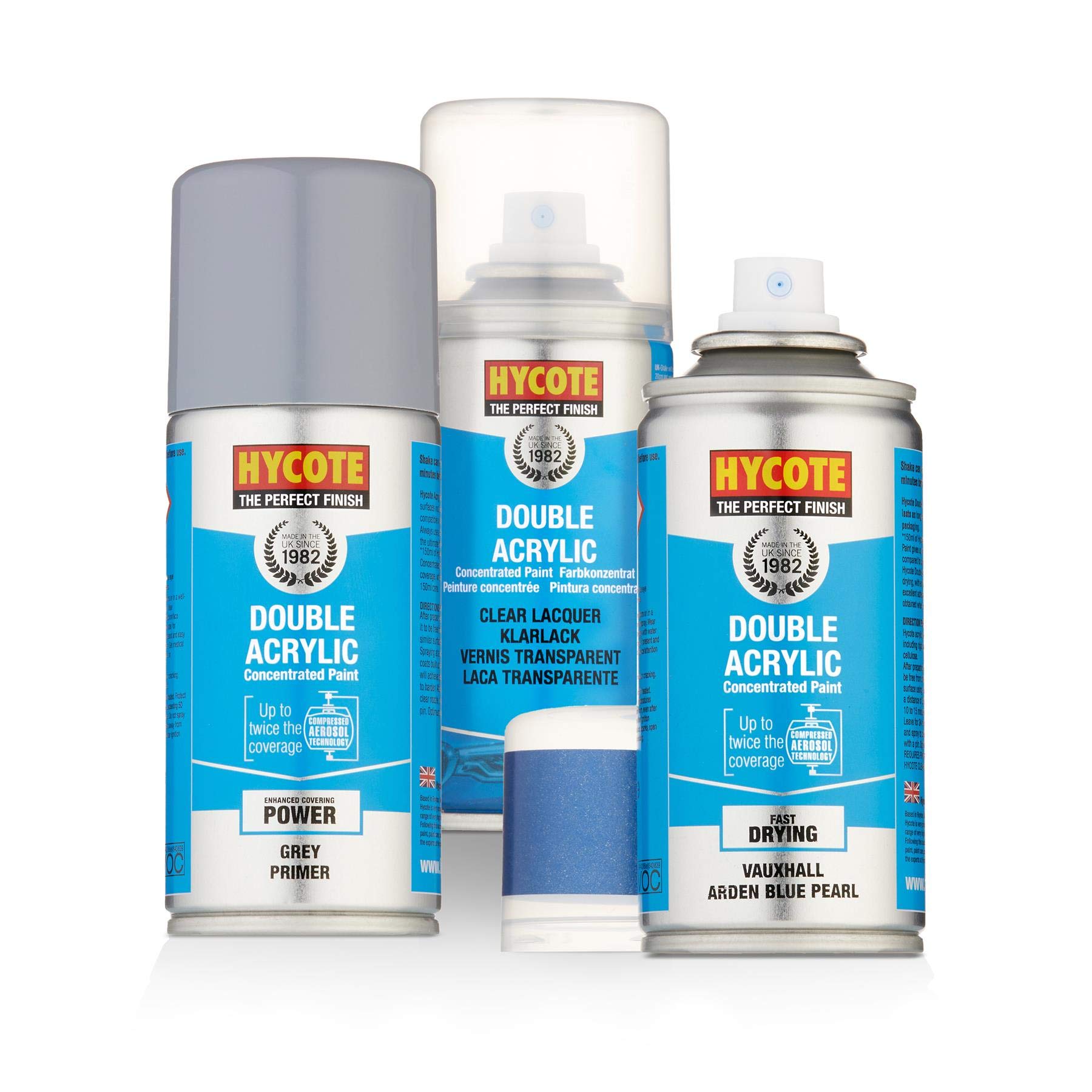 Hycote Vauxhall Arden Blue Pearlescent Paint 150ml + Grey Primer & Lacquer Kit