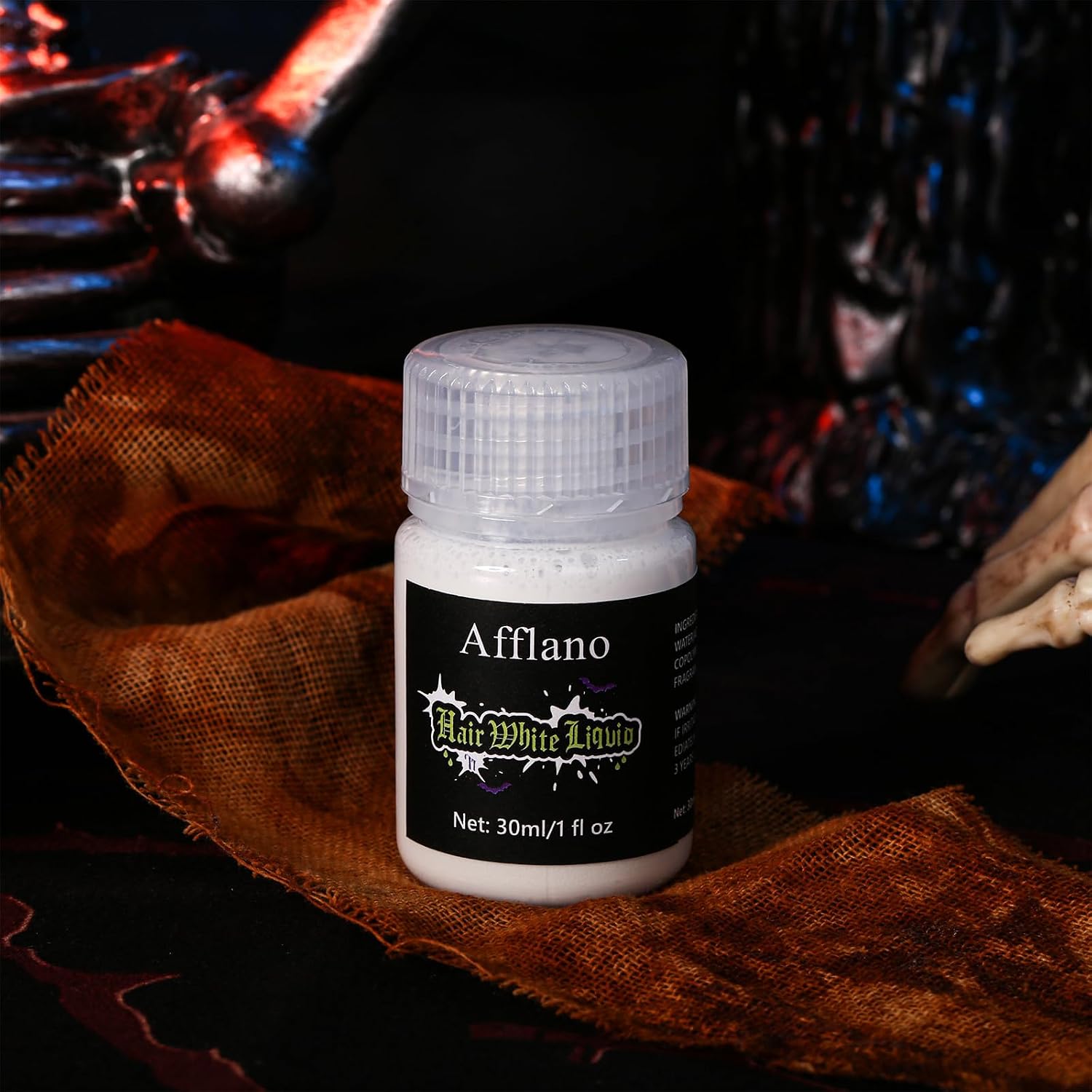 Temporary White Hair Color, Washable Makeup White Hair Dye | Realistic & Safe, Perfect for Santa Beard, Eyebrows, Whitener Hair Paint for Halloween Cosplay, Theatre, Film, Party, Easy to Apply (1 oz)