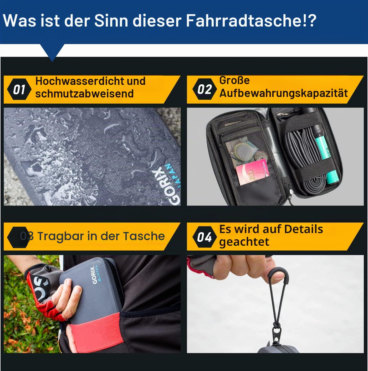 GORIX Fahrrad Wallet Pouch Bag Wasserdicht Handyhülle Rennrad MTB Bike (GX-BSZG)