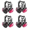Gas Mask Respirator 4 Pack: Full Face Gas Masks Survival Nuclear and Chemical Reusable Respirator Mask with Filters 60921 & Activated Carbon 40mm Filter for Painting Mold Dust Epoxy Resin Welding