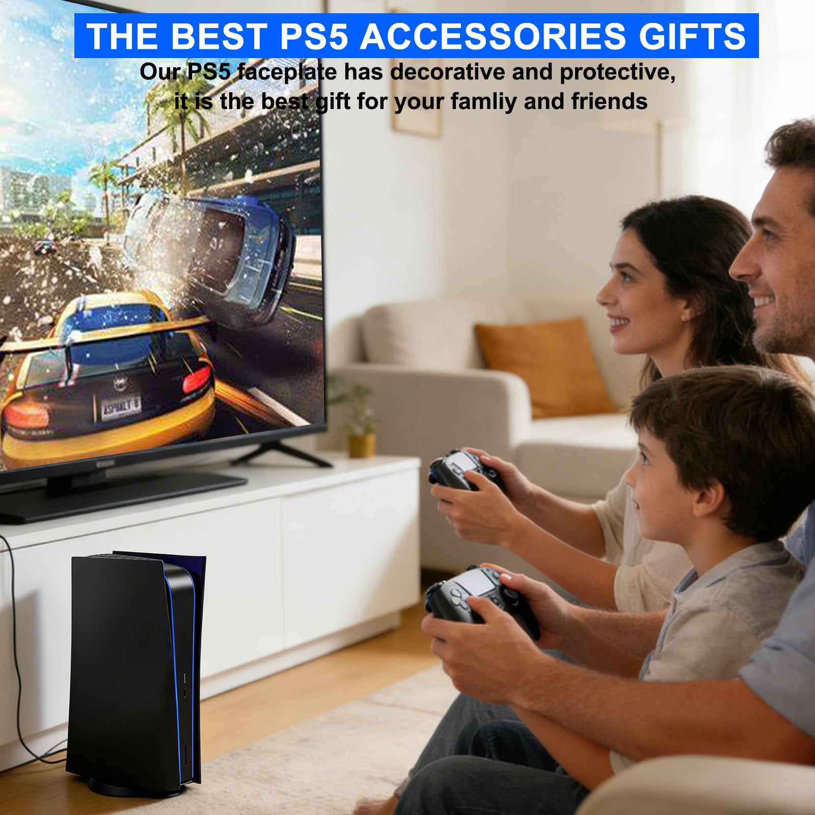ArVin - Cover di ricambio per PS5, per console PS5, ABS antigraffio, antipolvere, accessori per Playstation 5, console di gioco Digital Edition (nero)