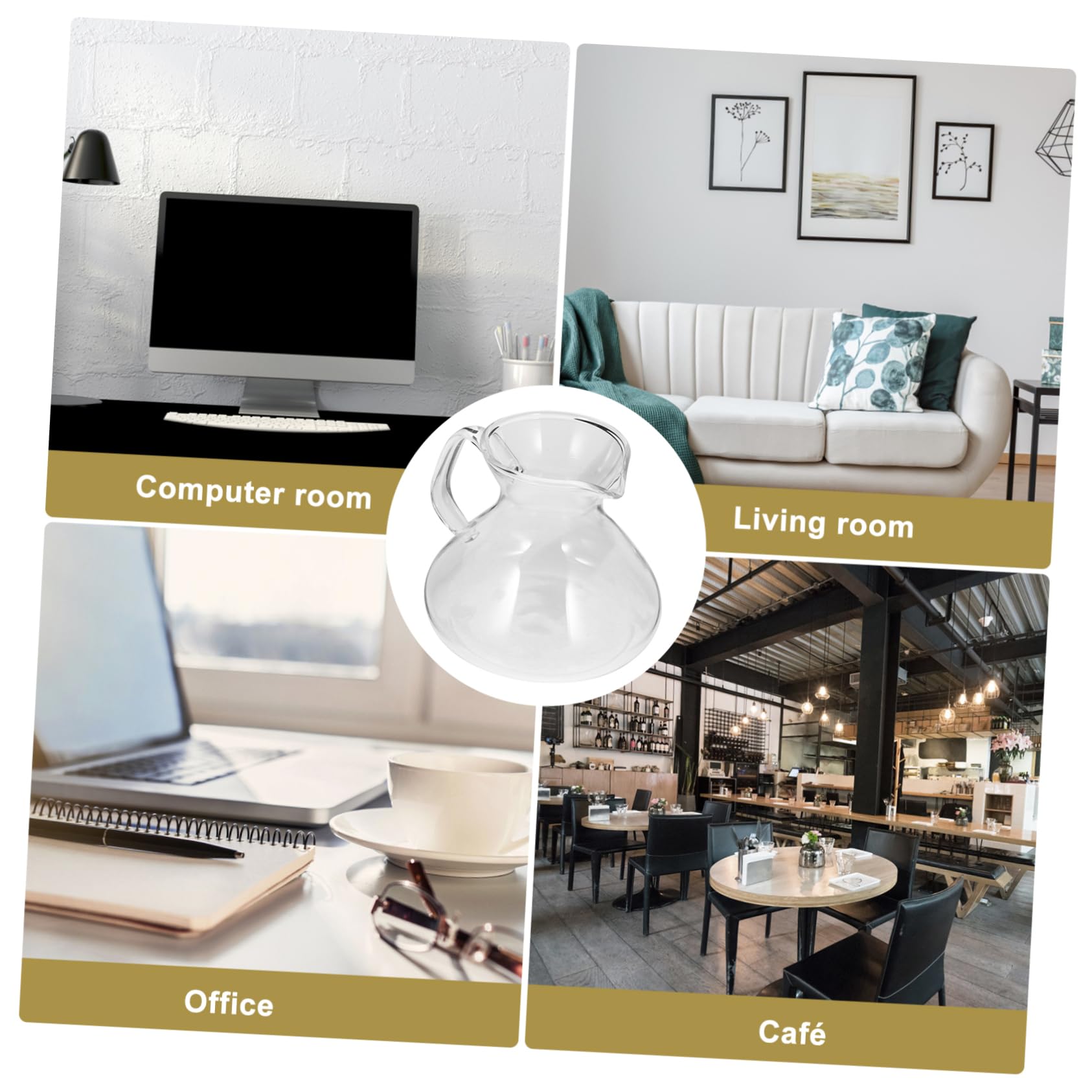 BEBEMOKO Coffee Pot Water Beverage Dispenser Decorative Coffee Jug Tea Accessories Creamer Pitcher with Handle Coffee Maker Teaware Water Jug Coffee Saver Jug Coffee Server Glass