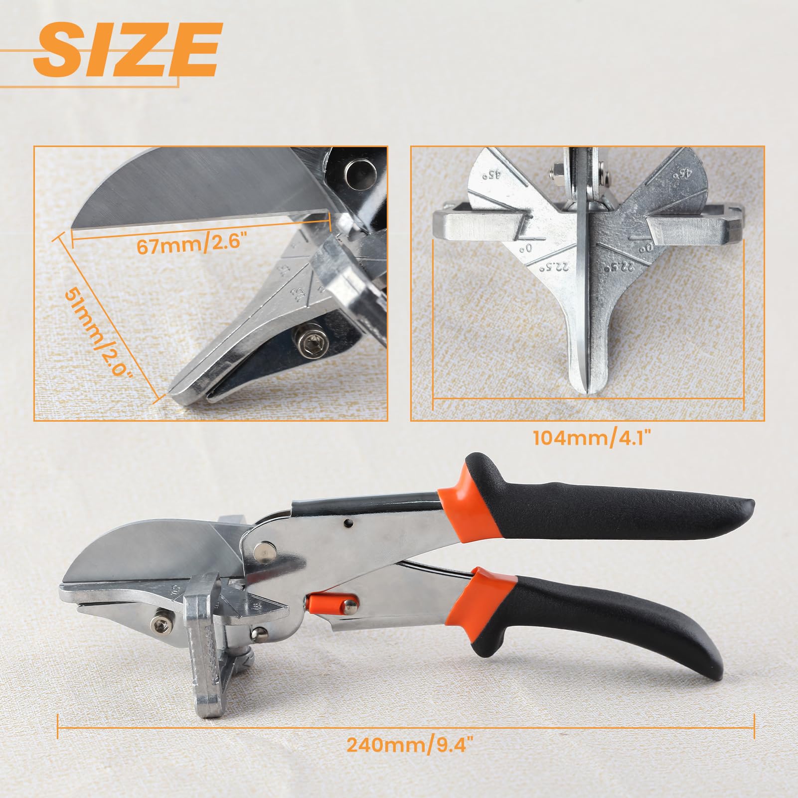 LEONTOOL Multi Angle Miter Shears for Angular Cutting Molding Quarter Round Cutting Tool 0-135 Degree Adjustable Angle Trim Shear Miter Cutter Hand Tools for Cutting Soft Wood Plastic - Image 4
