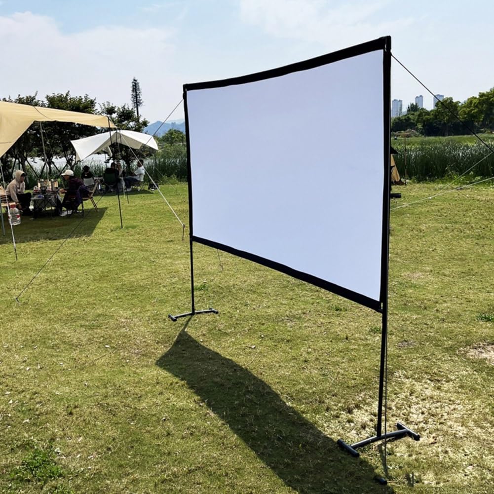Schermo di Proiezione Portatile per Esterni da 100/120 Pollici con Supporto, Schermo Cinematografico Ultra HD 3D 4K 16:9, Antipiega per Home Theater(120"(16:9))