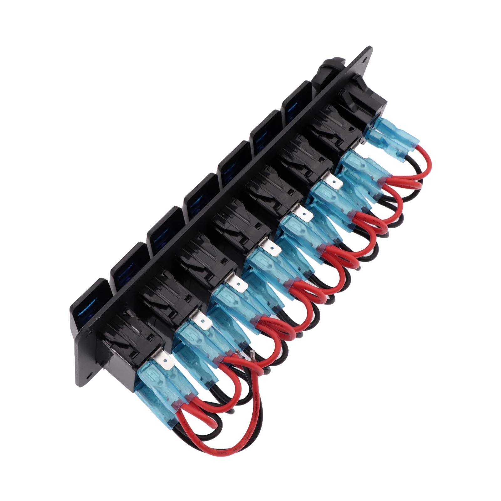 KAOLALI 5/7 Gang Rocker Interruttore Pannello Kit 12 V/24 V Interruttore di Circuito LED Blu Impermeabile Marine Rocker Interruttore Pannello Dual USB Charger Port