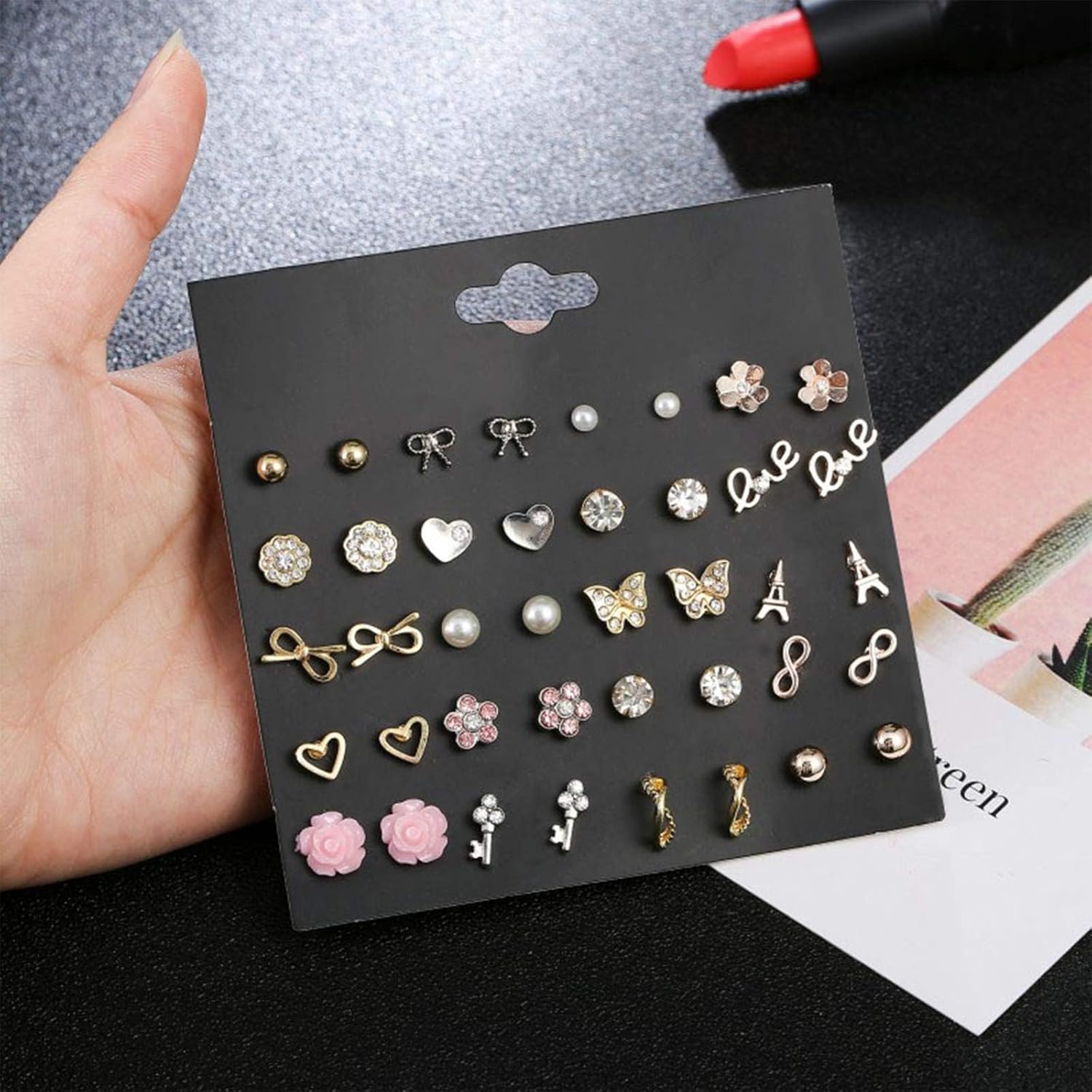 NEWITIN 100 Pairs Colorful Cute Earrings for Girls Sensitive Ears Hypoallergenic Girl Stud Earrings Set Stainless Steel Cartoon Stud for Girls and Women - Image 2