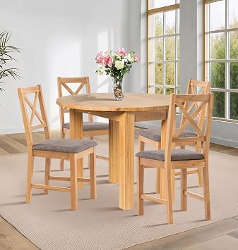 Hallowood Furniture Waverly Oak Small Round Dining Table and Chairs Set 4