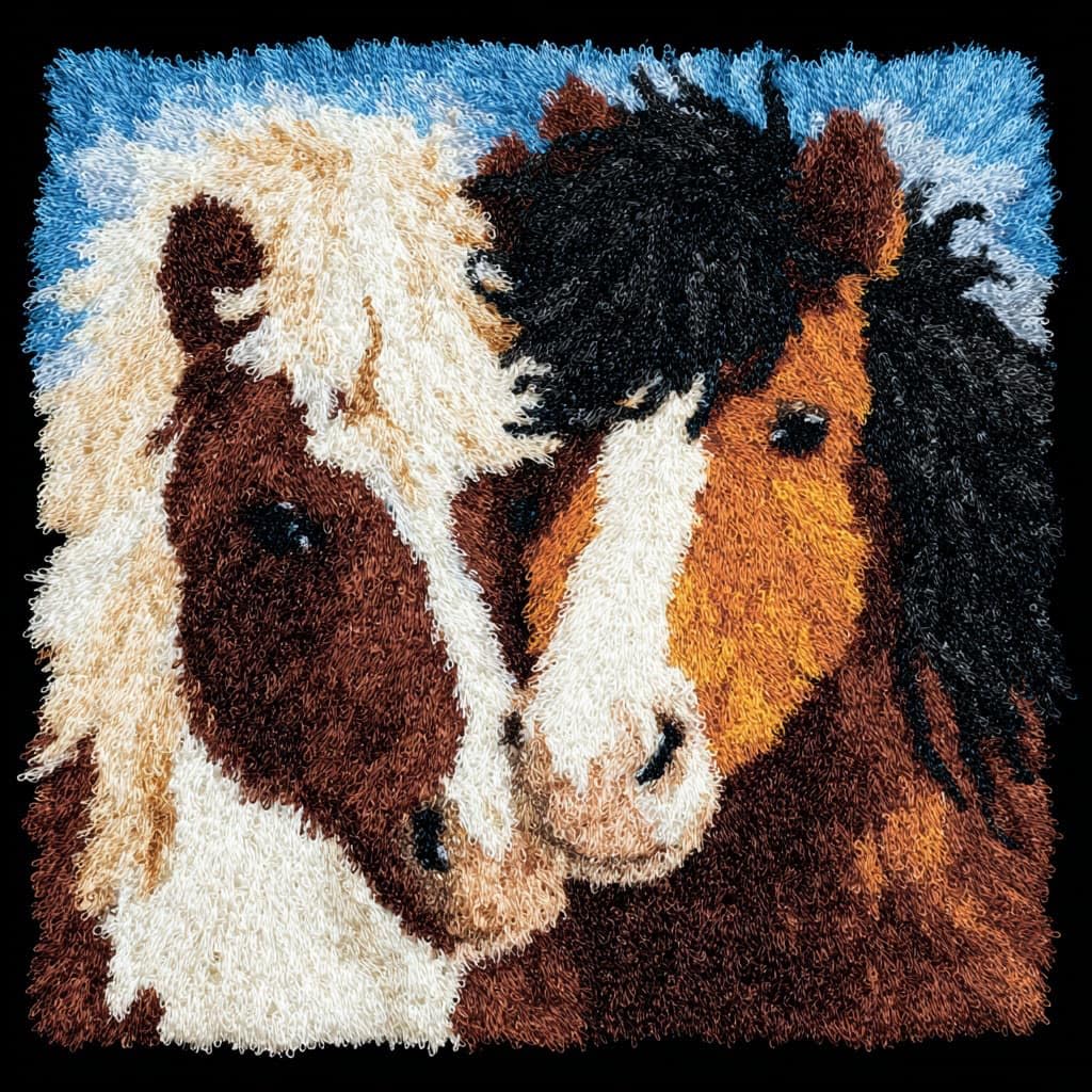 Henypt Latch Hook Pillow Kit,Latch Hook Kits, Horse