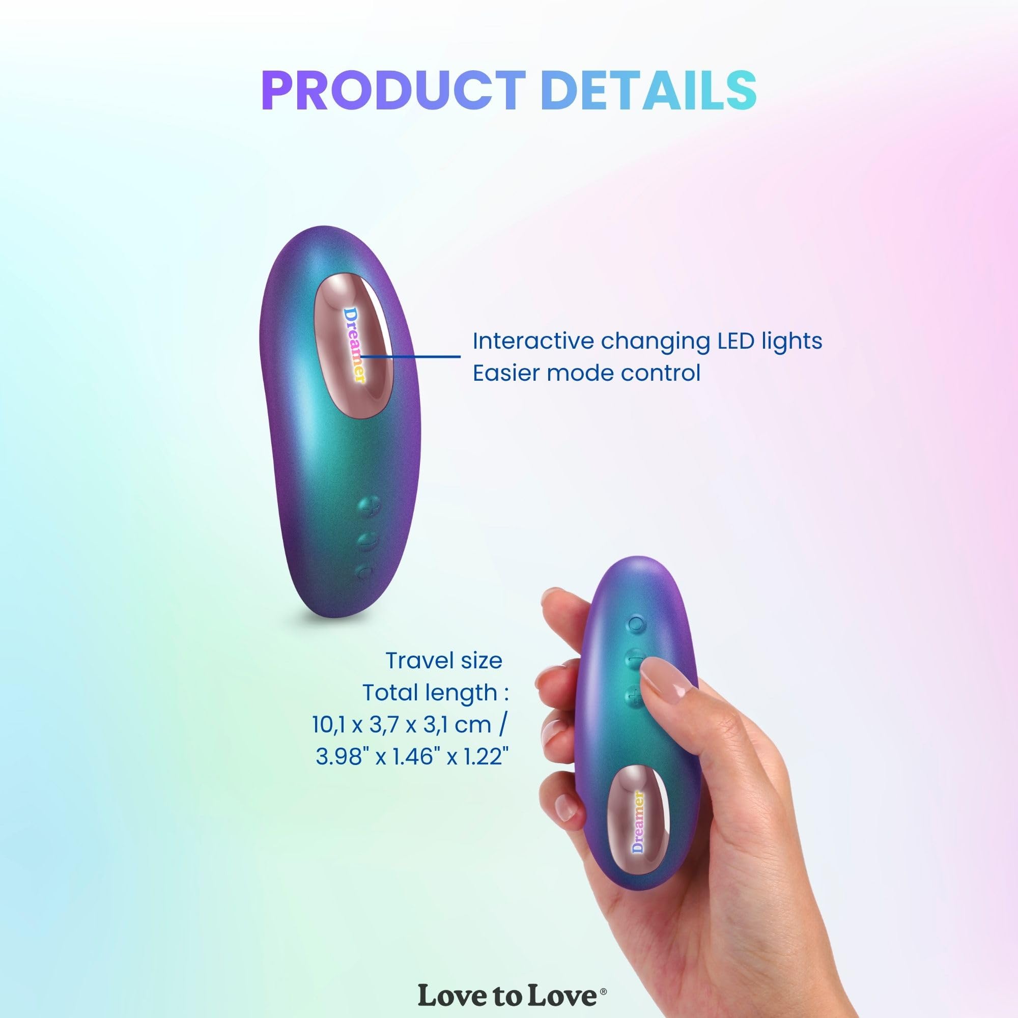 Love to Love Dreamer stimolatore clitorideo – ultra sottile con Flapping Design, modalità Sense Touch, telecomandato, LED, ricaricabile, impermeabile IPX7