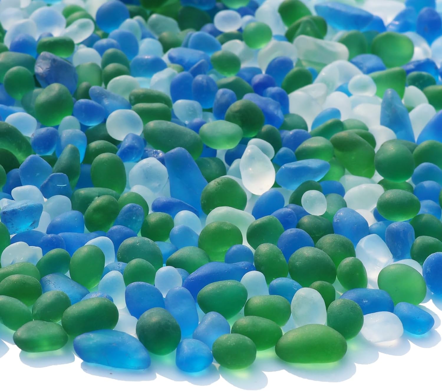 Sea Glass Stones – 2.9LB/46.4oz Green Mixed Frosted Glass Pebbles Gemstones – Perfect for Aquarium Rocks, Fish Tank Gravel, Vase Fillers, Seaglass DIY Crafts, and Home Decor