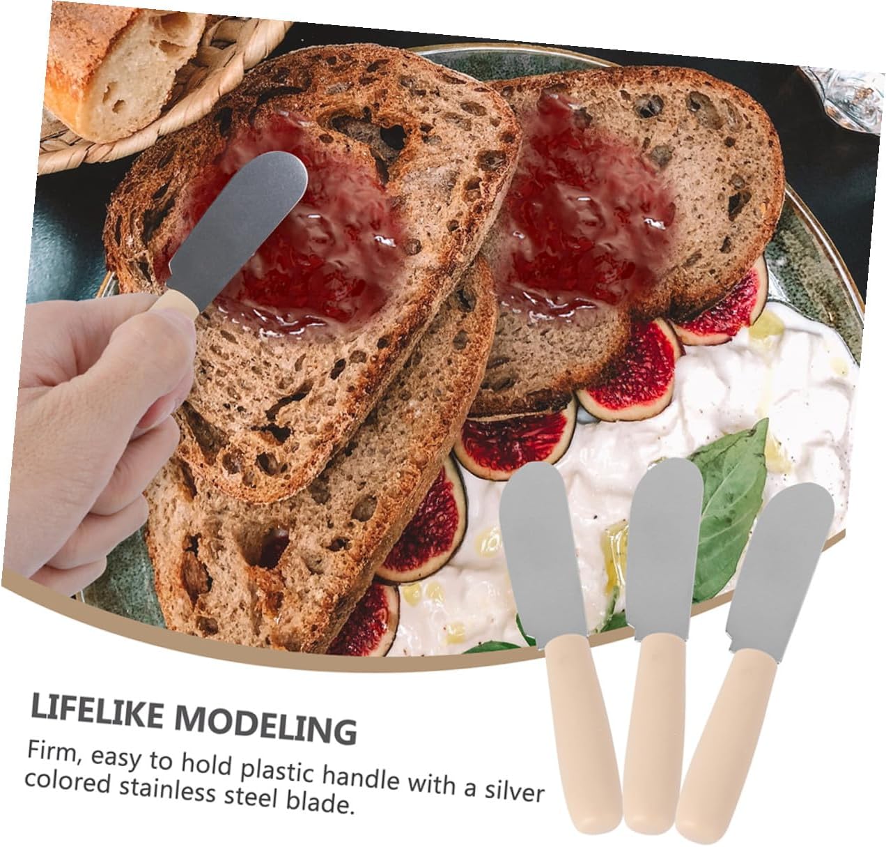 Abaodam 10pcs Stainless Steel Butter Spreader Knives with Plastic Handles, Baking Butter Knives and Cheese Spreaders for Kitchen Baking and Household Use