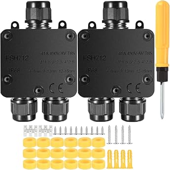 IP68 Junction Box Waterproof 2 Pieces 3-Way PA9 4-15 mm Kbelbox
