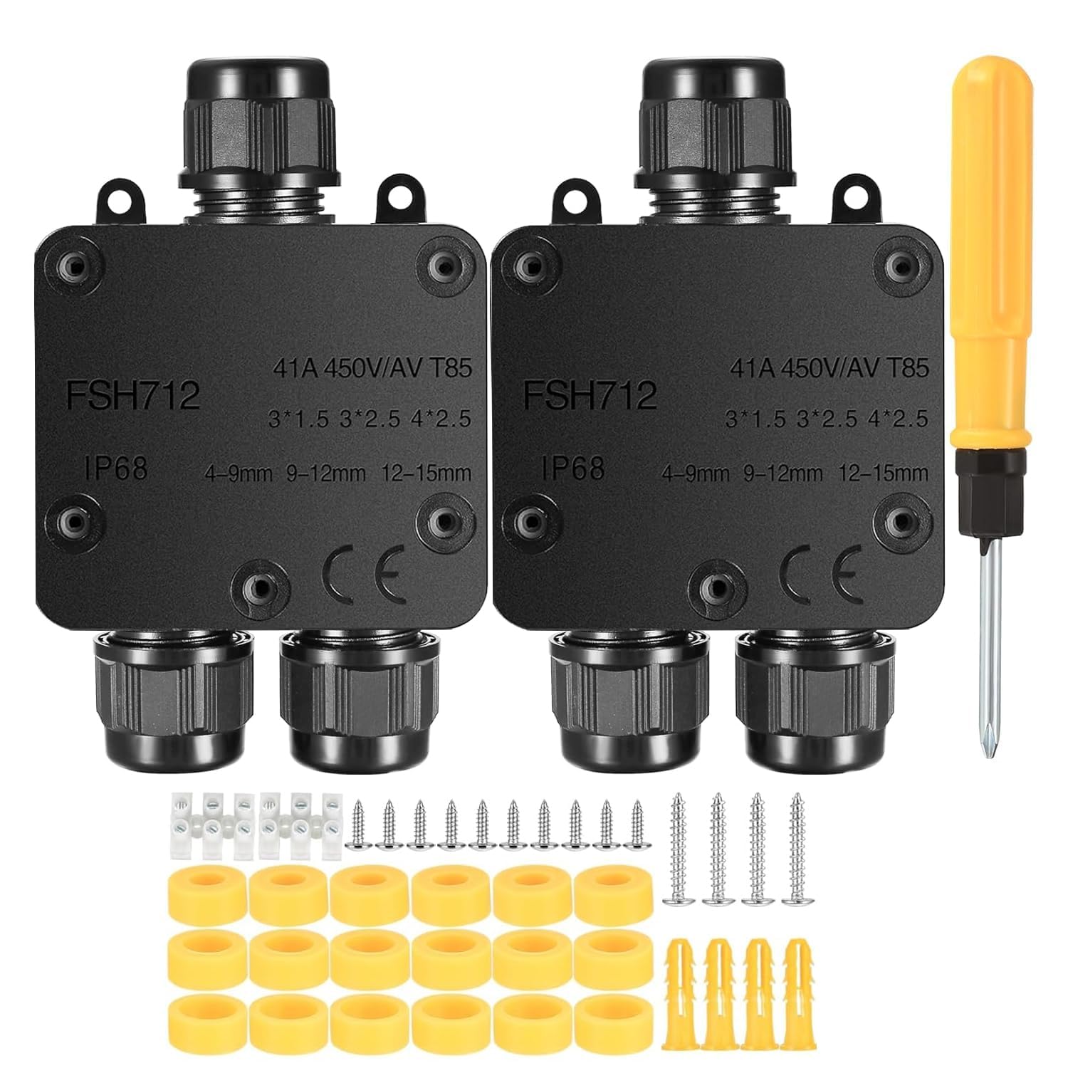 IP68 Junction Box 2pcs, 3-Way Y-Type PA9, 4-15mm | Outdoor electrical cable connector gland with external enclosure, waterproof, for 4-15mm diameter cables-image-45