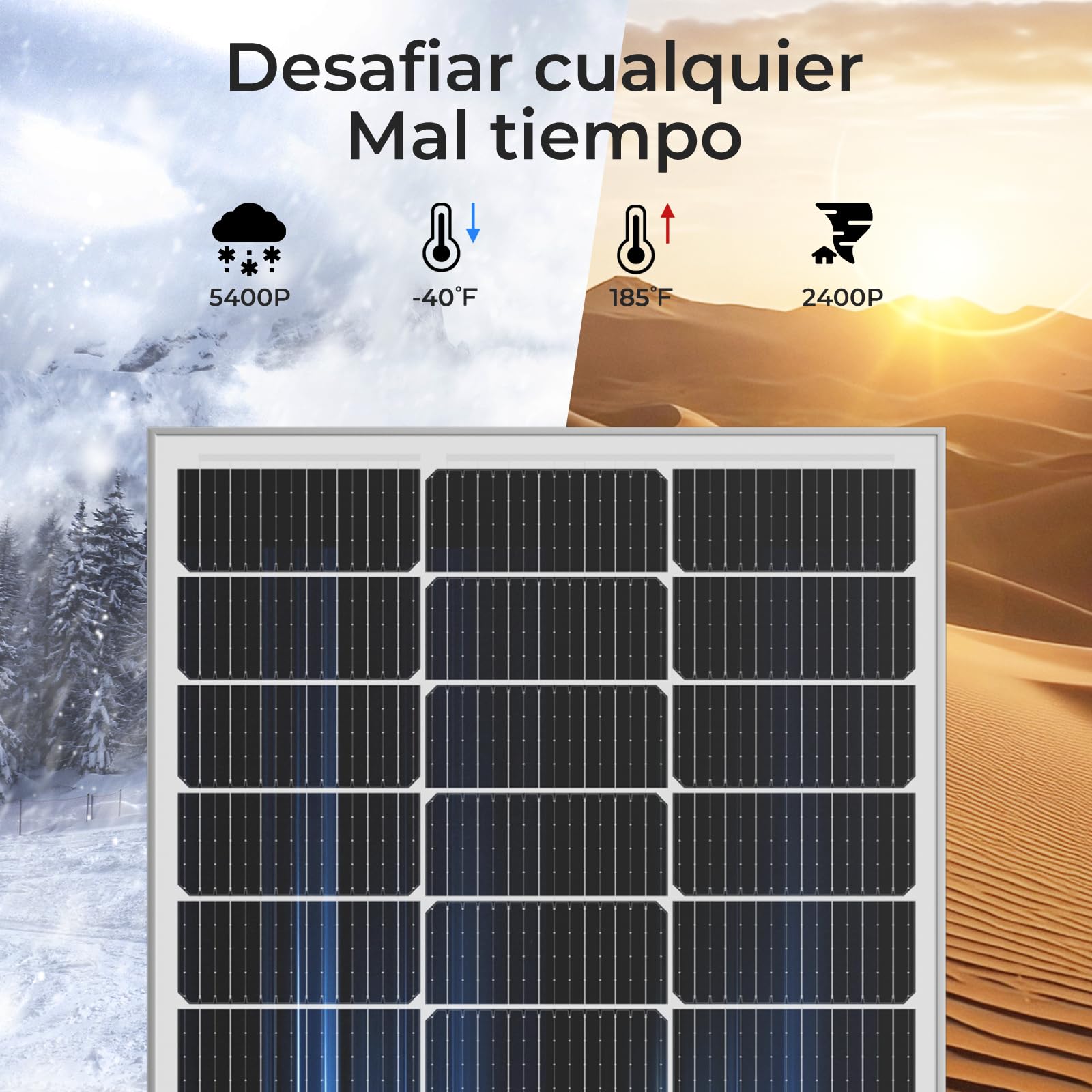 Panel solar de 240 W, módulo PV de 12 V, tecnología SMBB, módulo solar monocristalino de alta eficiencia, panel solar con marco de aluminio, ideal para instalaciones de alimentación de(120W*2)