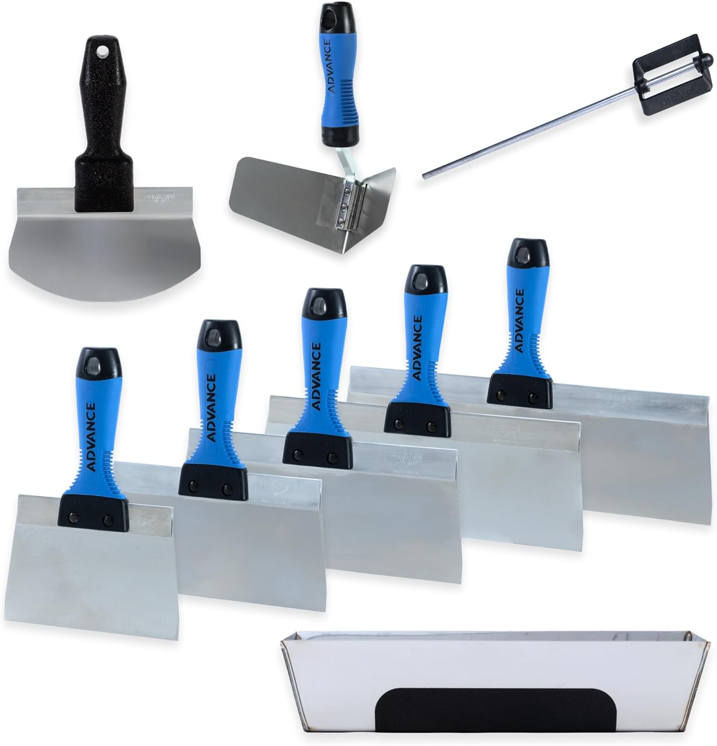 Ultimate Drywall Finishing Kit - Stainless Steel I Advance Equipment MFG Co. I Professional Quality I Mud Pan, Drywall Knife,Pail Scoop I Model 35631 I 100+ Years Family Owned USA Made