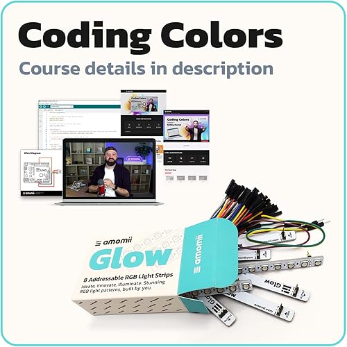 Miniatura 2 de amomii Tiras LED brillantes, 8 tiras, cada una con 8 WS2812 direccionables individualmente, píxeles NEO RGB encadenables con margarita, regalo de