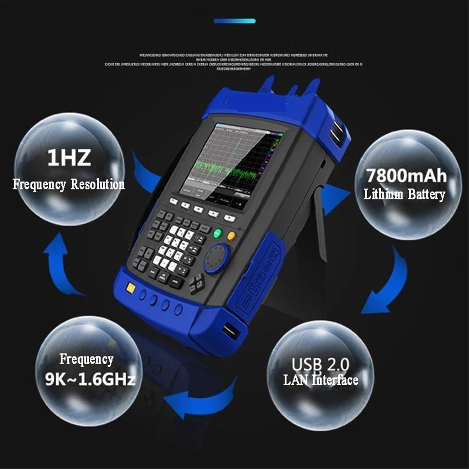 Analizador de Espectro, Analizador de espectro digital portátil USB Inteace con medidor de intensidad de campo y monitor de espectro
