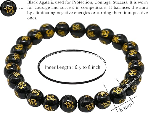 Miniatura 454 de Amazing Gemstone Pulsera de cristal para mujeres y hombres, pulsera de cristal curativo de protección, pulsera elástica con cuentas de piedras