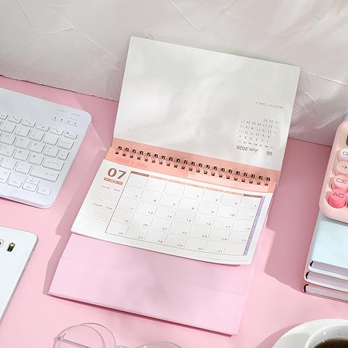 Miniatura 2 de NUOBESTY 2025-2026 Desk Calendar Small Pink Standing Calendar 18 Month Desktop Year Paper Daily Scheduler Planners for Office School Home