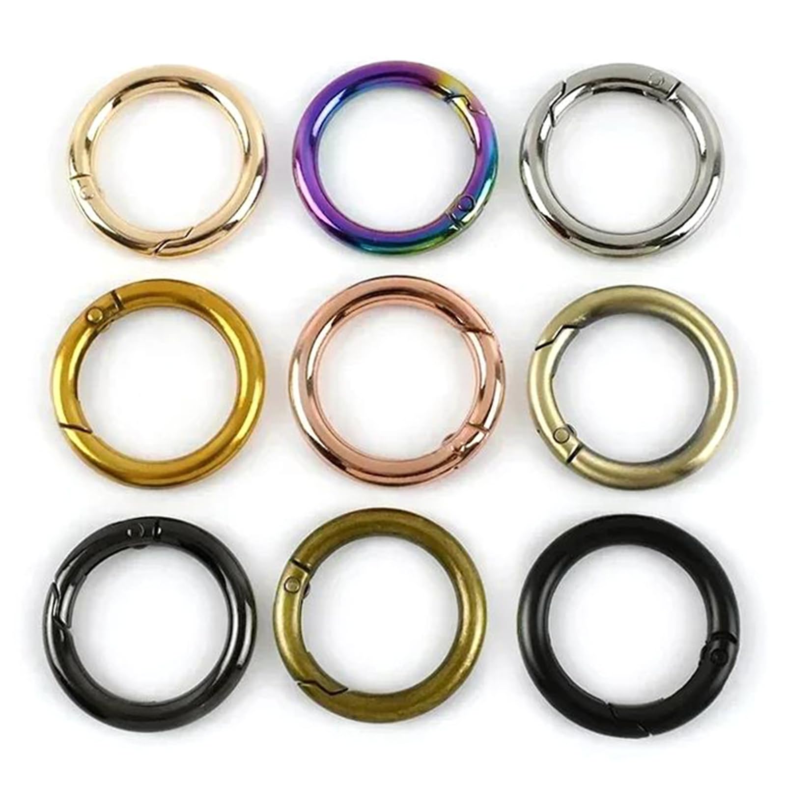 Fibbia a O-ring con molla in metallo da 20 pezzi, moschettone apribile per portachiavi