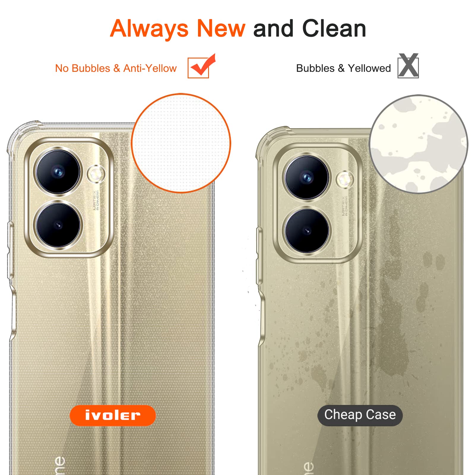 EASSGU Custodia per Realme C33 (6.5 Inches), Cover Silicone TPU Colore Sfumato Trasparente, Custodia per Telefono Antiurto e Antigraffio - Blu Viola