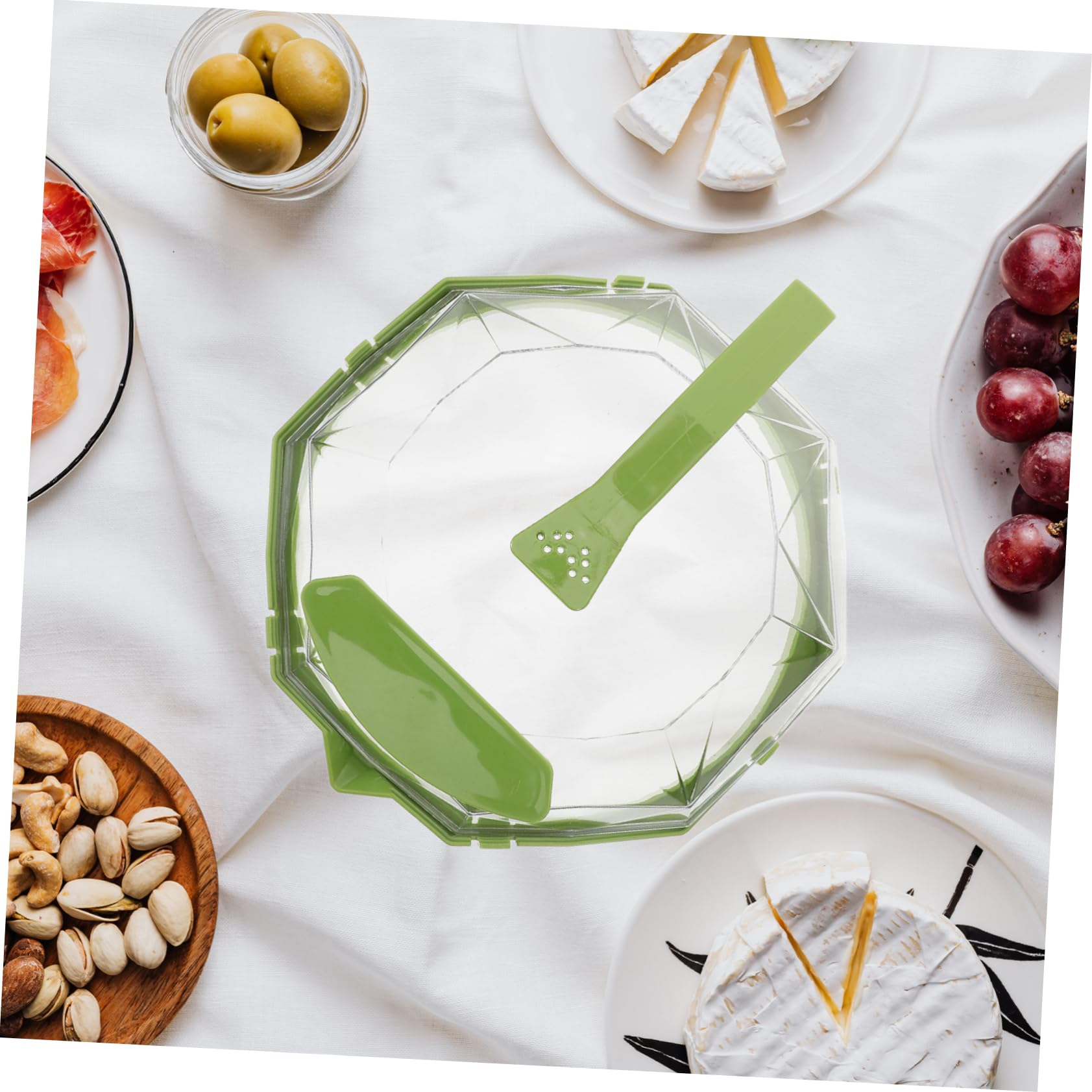 Ciieeo Coperchio per Riscaldamento Alimenti Microonde in Plastica Verde Funzione Termica e Presa Comoda per Cucina e Piatti