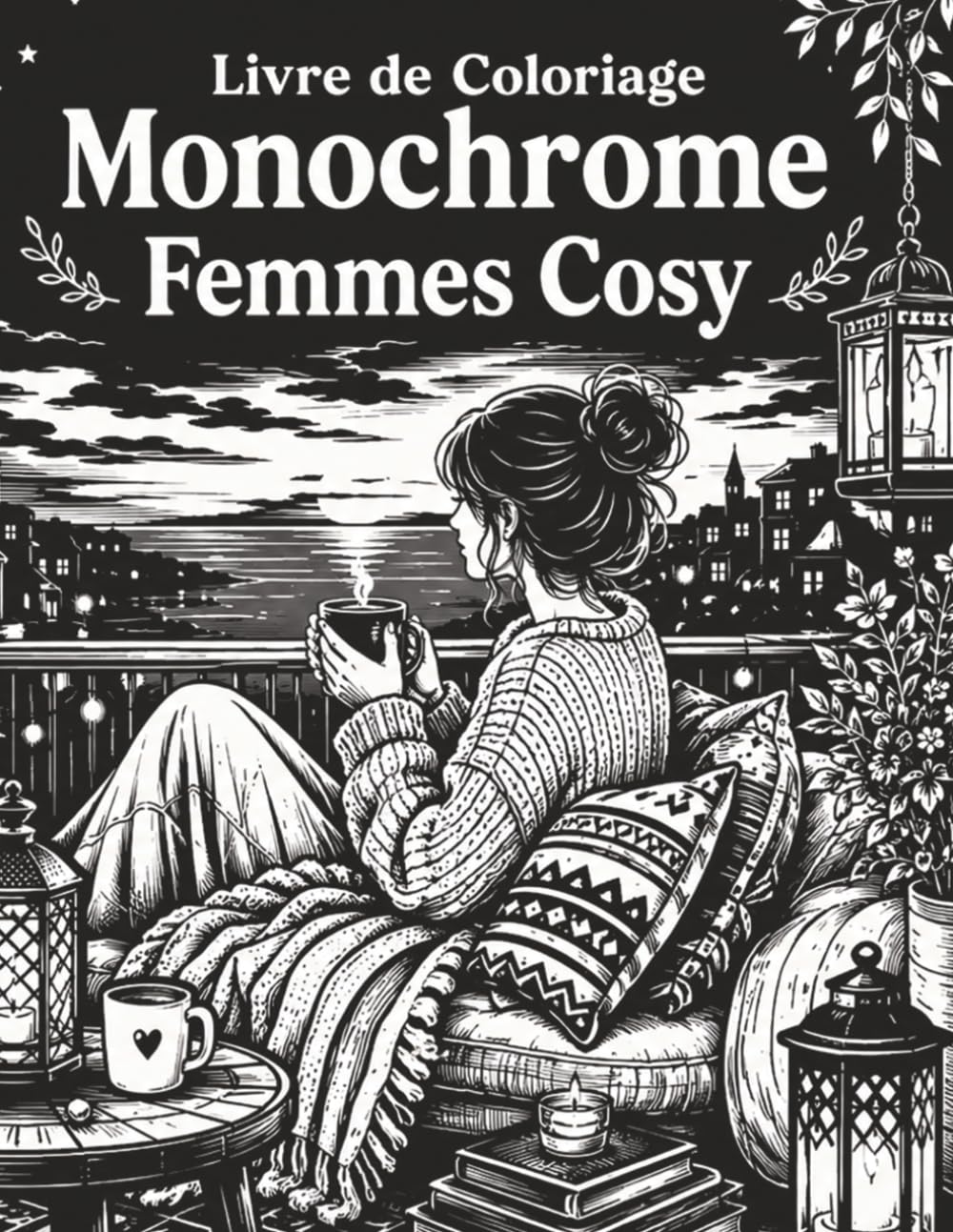 Livre de Coloriage Monochrome Femmes Cosy: 50 Illustrations Féminines Relaxantes pour Adultes avec Vie Douce, Nature, Maison Chaleureuse, Thé, Lecture et Moments de Calme
