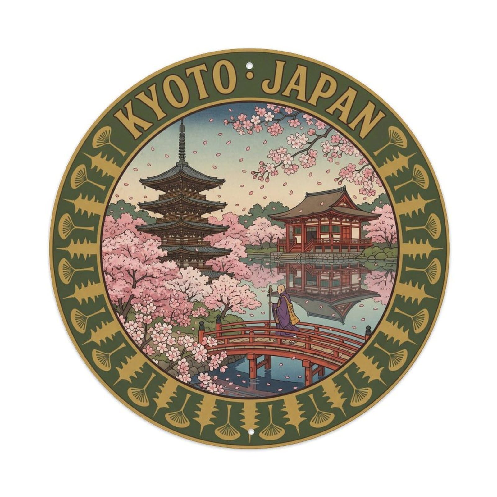Kyoto Daigo Ji Moss Japanese Heritage Old Town Temple Metal Tin Sign
