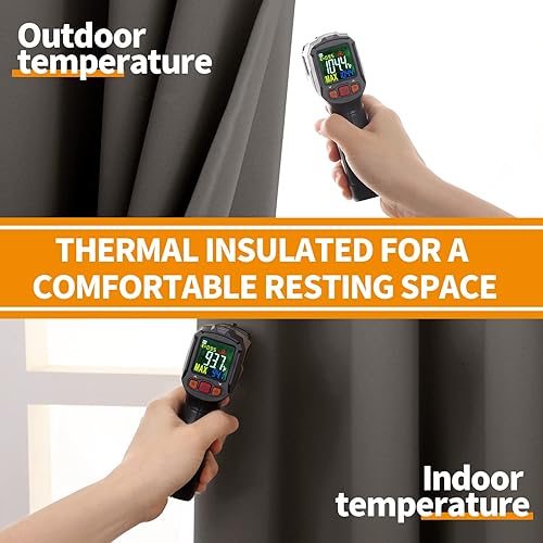 Miniatura 3 de YoungsTex - Cortinas blackout para dormitorio, aislamiento térmico, ojales, oscurecen la habitación, 2 paneles, para sala, sótano y oficina, 42 x 63