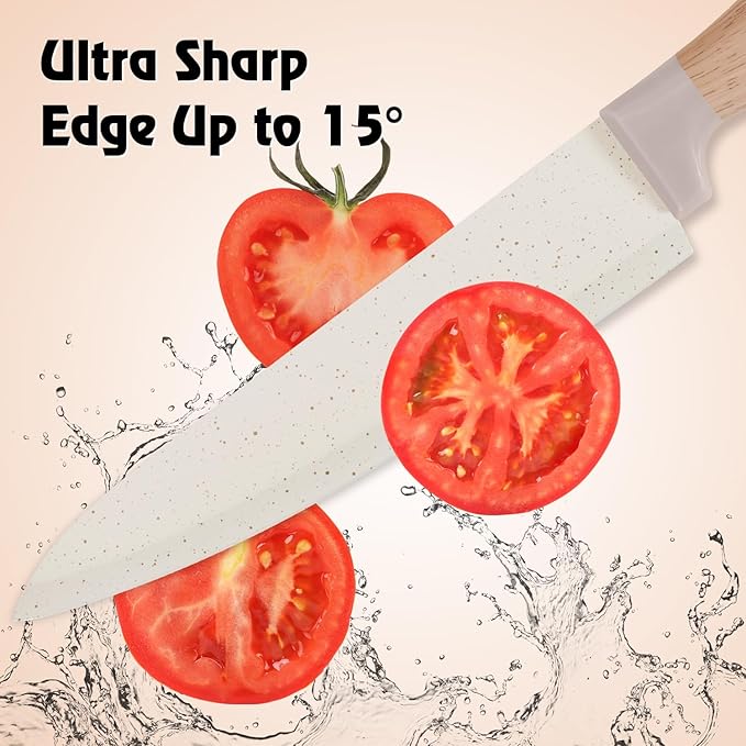 Set Cuchillos Cocina 15 Piezas Acero Inoxidable Base con Afilador miniatura 4